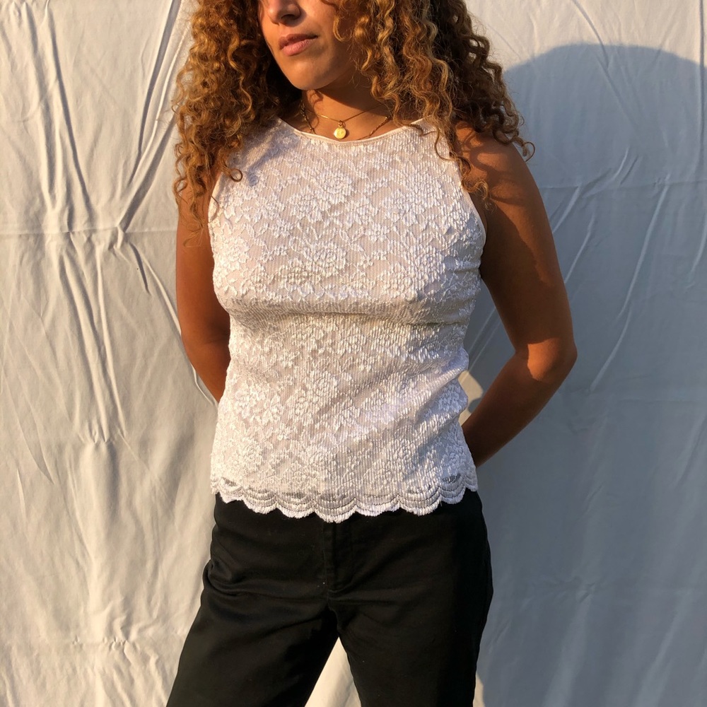White lace tank